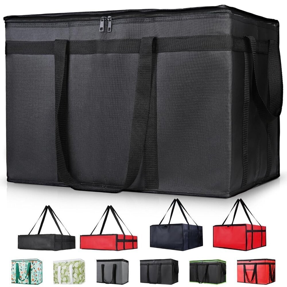 XXXL Insulated Cooler Bag Black 79L Food Delivery Tote
